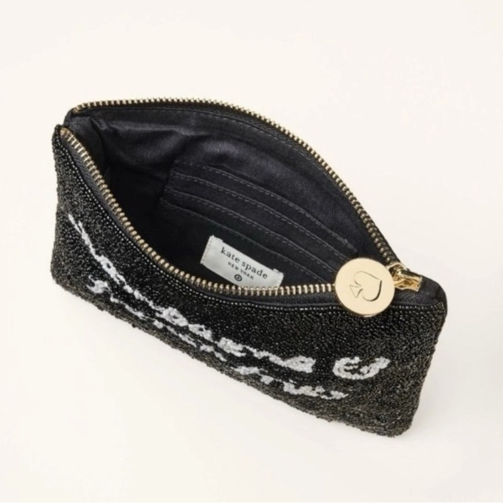Kate spade new york Black/White Champagne & French Fries Beaded Clutch NWOT - Picture 5 of 6